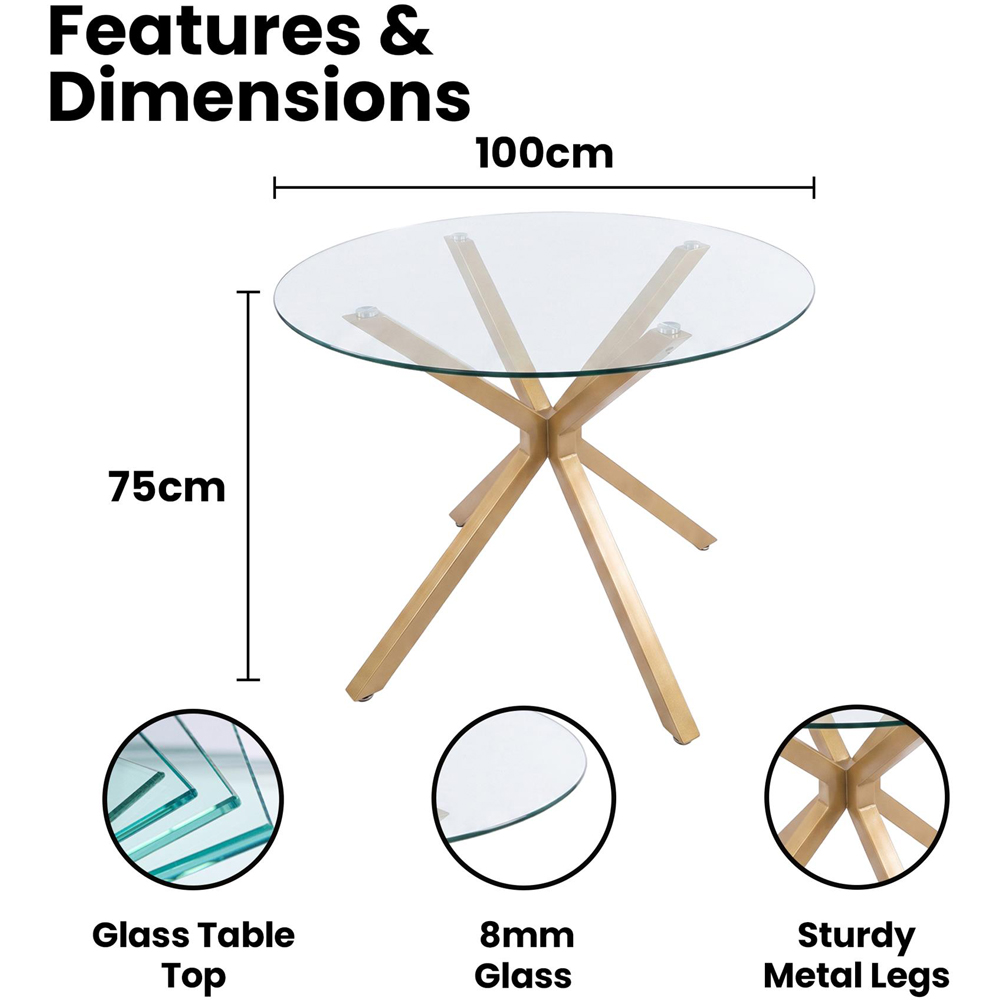 Kosy Koala 4 Seater Glass and Plastic Round Dining Table Set Oak Effect and Cream Image 9