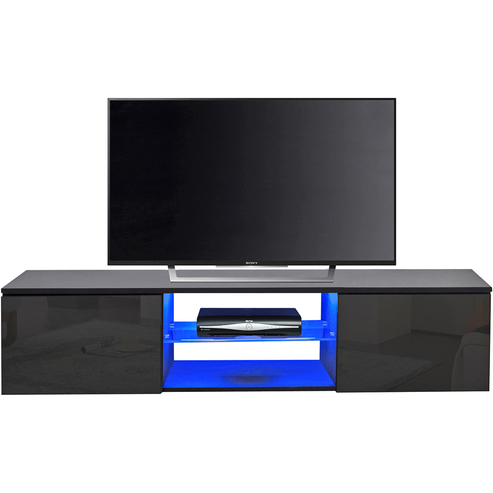 MDA Designs Ara 2 Door Black TV Cabinet with LED Lighting Image 4