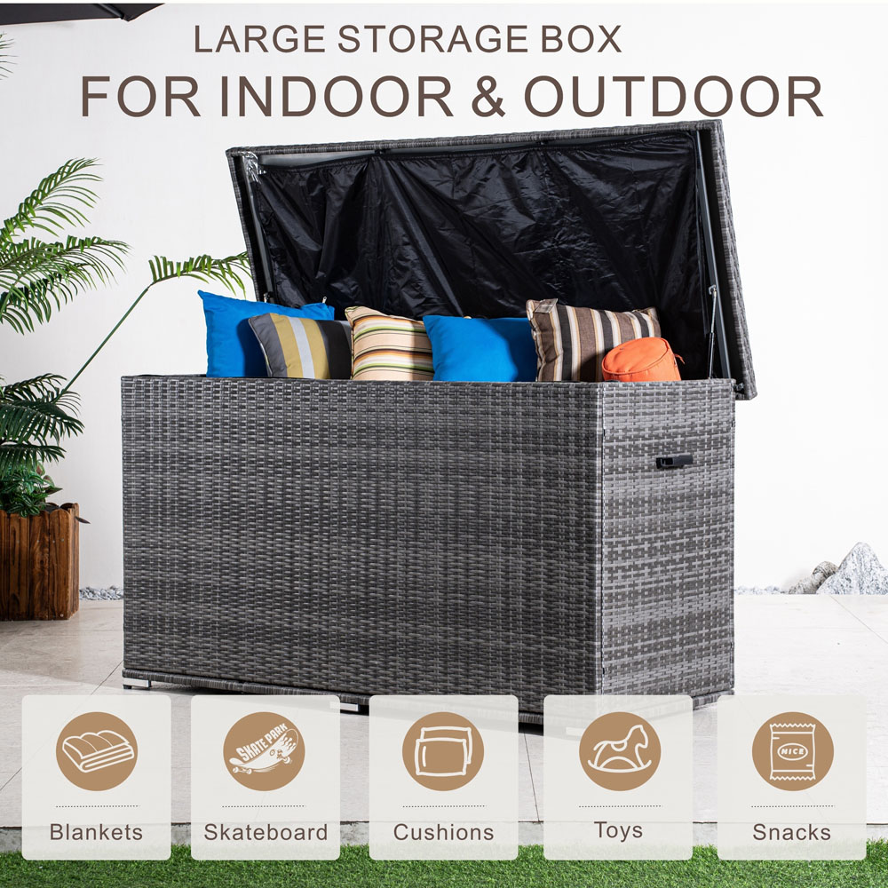 Direct Wicker 980L Grey Garden Rattan Storage Box Image 6