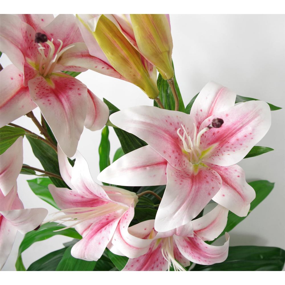 Leaf Pink Stargazer Lilly Artificial Plant in Plastic Pot 3ft Image 3