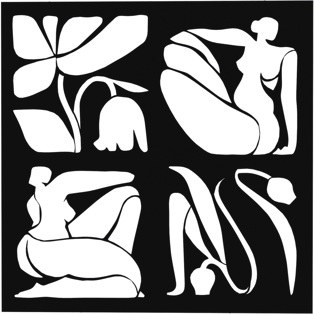 Decortie Aitus Abstract Nude Female Design Black Metal Wall Art Image 1