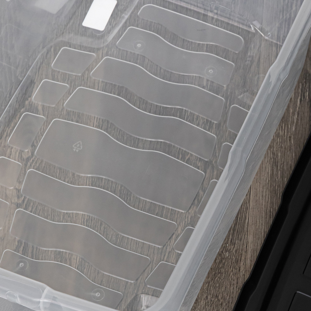 Samuel Alexander 42L Clear Stackable Nestable Design Storage Box with Black Lid Image 4