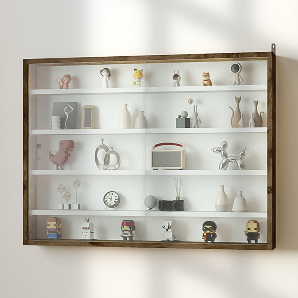 HOMCOM 5-TierGlass Door Wall Display Shelf Unit Image 1
