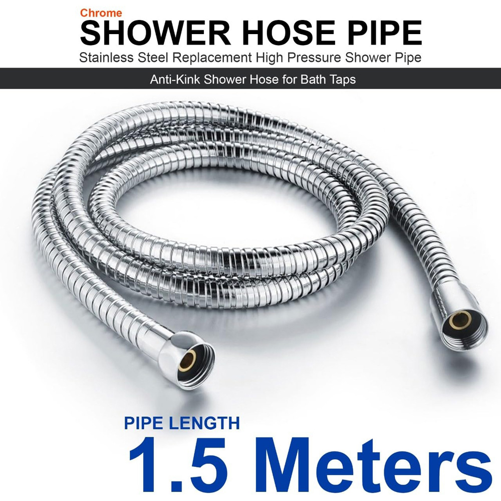 ATEK Stainless Steel Chrome Flexible Replacement Shower Hose with Washer 1.5m Image 4