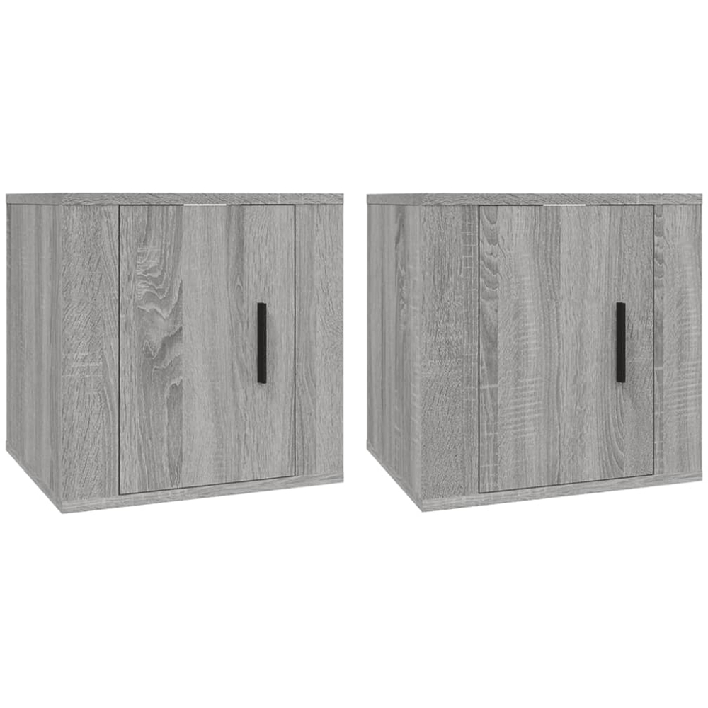 vidaXL Single Door Grey Sonoma Wall Mounted TV Cabinet 2 Pack Image 2