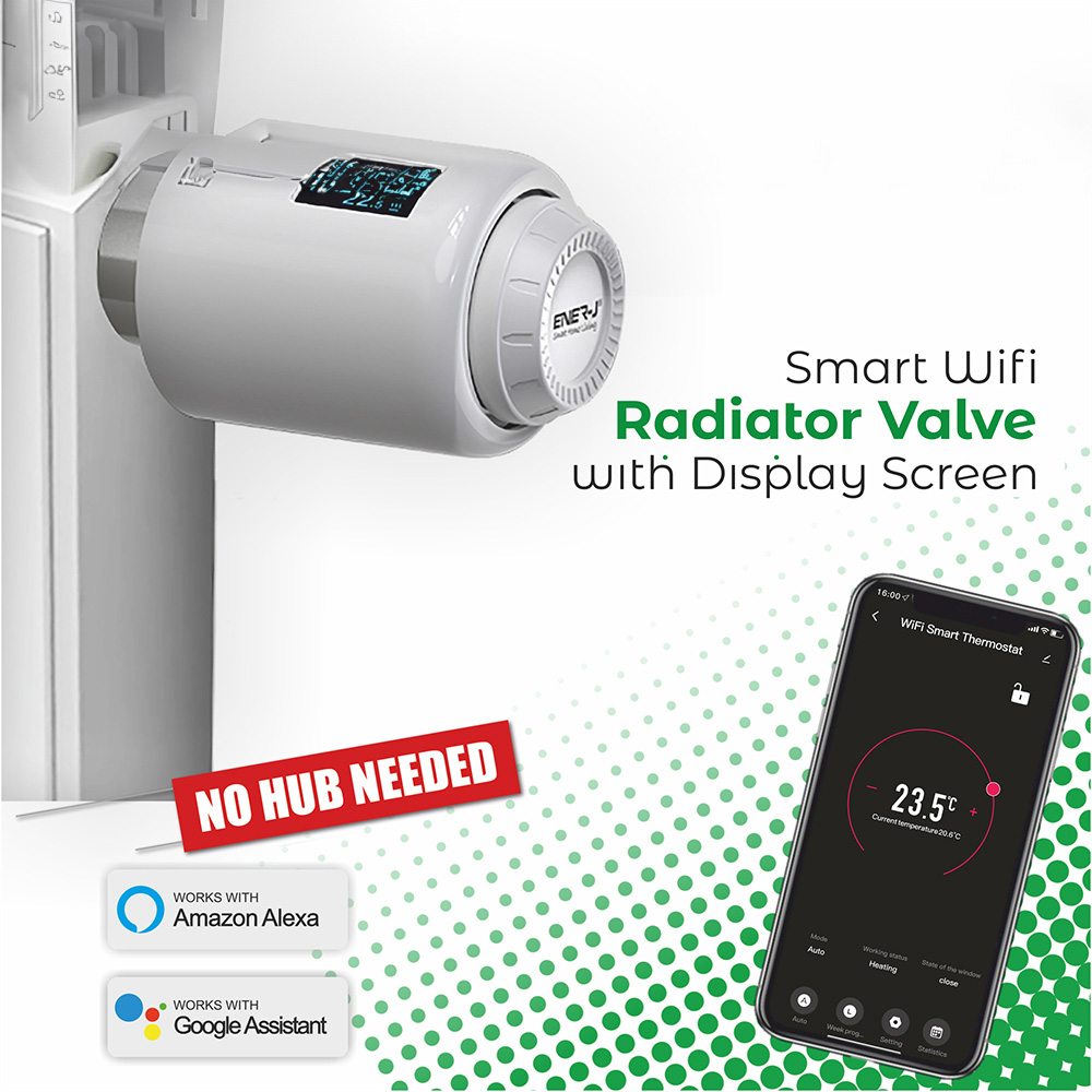 ENER-J Wi-Fi Smart Thermostatic Radiator Valve with Screen 4 Pack Image 8