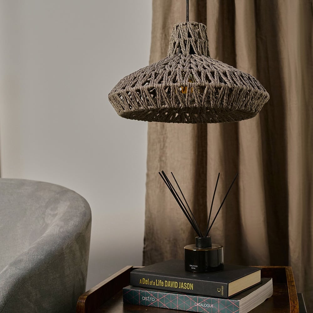 ValueLights Hamilton Grey Woven Easy Fit Pendant Light Lamp Shade Image 7