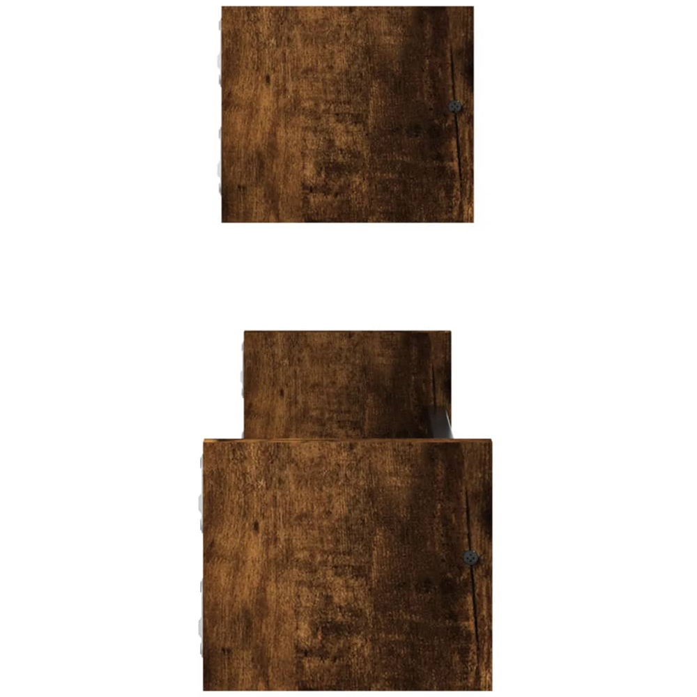 vidaXL 60cm Smoked Oak Floating Wall Shelf with Bar Set of 2 Image 4