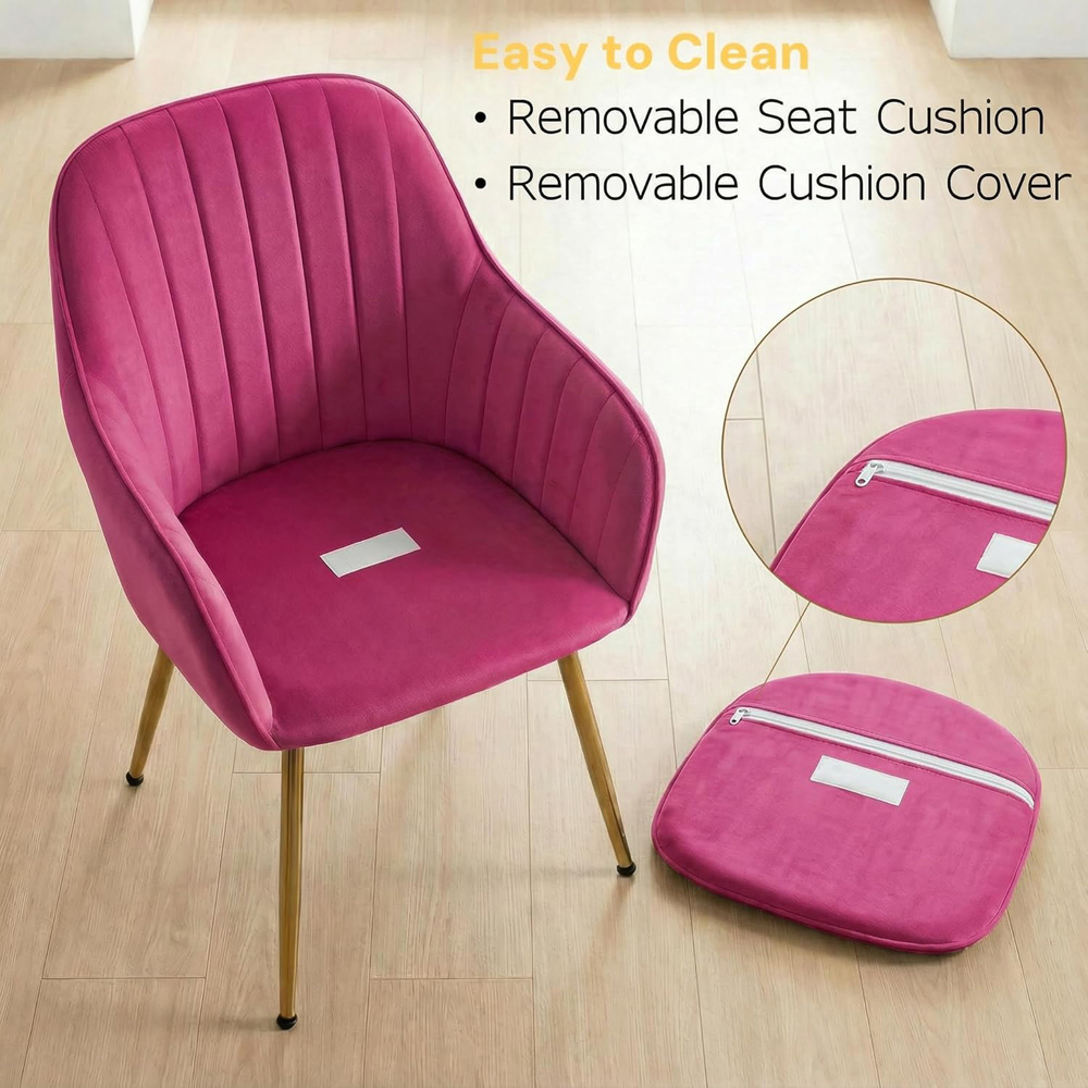 Alivio Set of 2 Pink Velvet Upholstered Dining Chairs Image 8