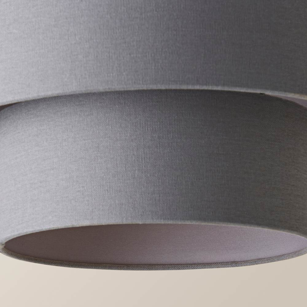 ValueLights Jodie 2 Tier Grey Linen Ceiling Drum Lamp Shade Image 6