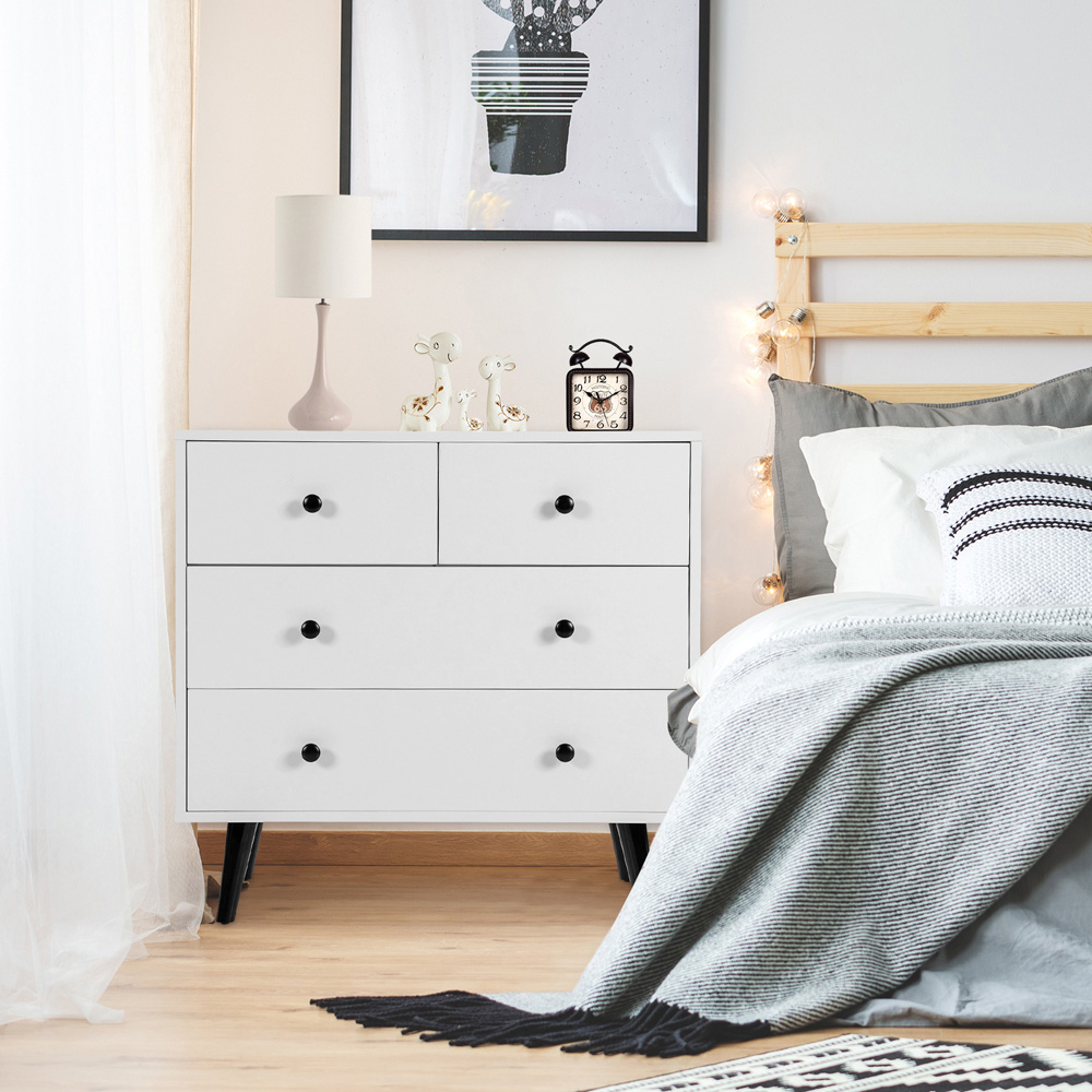 Costway 4 Drawer White Chest of Drawers Image 4