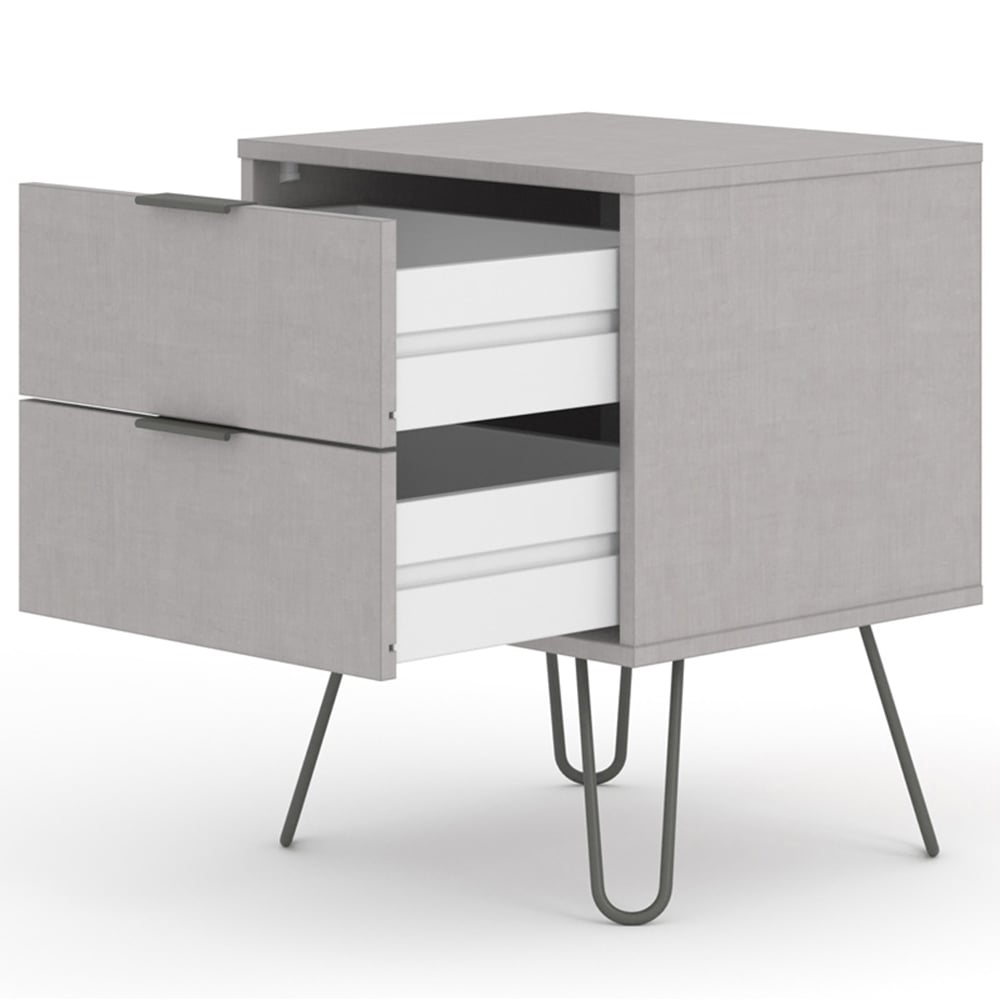 Augusta 2 Drawer Grey Bedside Table Image 4