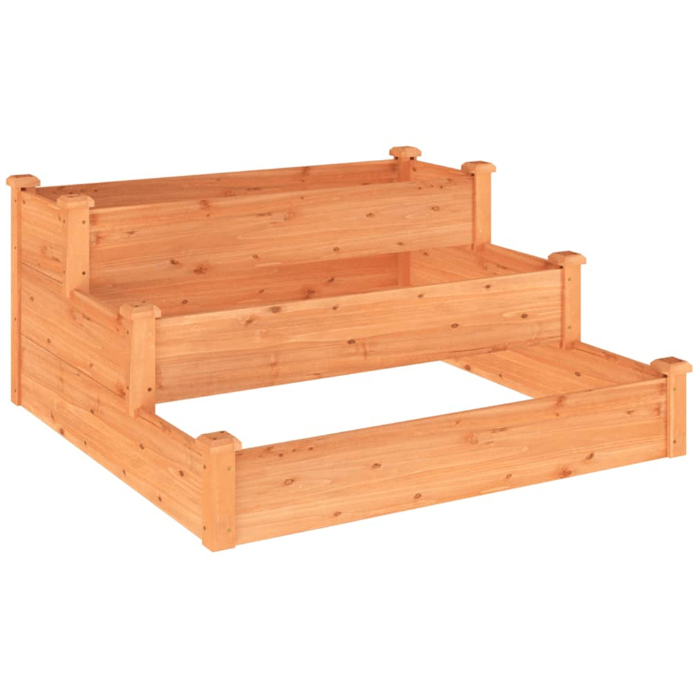 vidaXL 3-Tier Brown Solid Fir Wood Raised Garden Bed 56 x 120 x 120cm Image 1