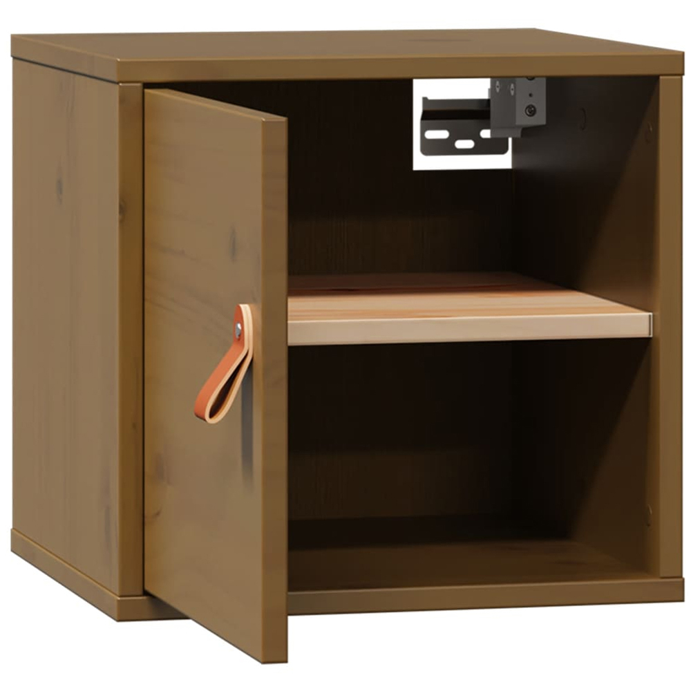 vidaXL Single Door Honey Brown Solid Pine Wood Wall Cabinet Image 5