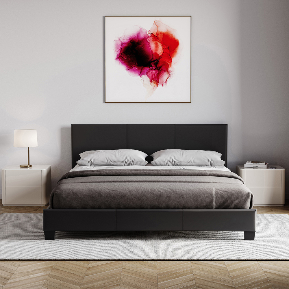 Vida Designs Lisbon Double Black Faux Leather Bed Frame Image 3