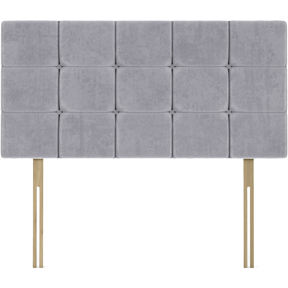 Bedmaster Single Seal Grey Naples Velvet Pearl Squared Headboard Image 2