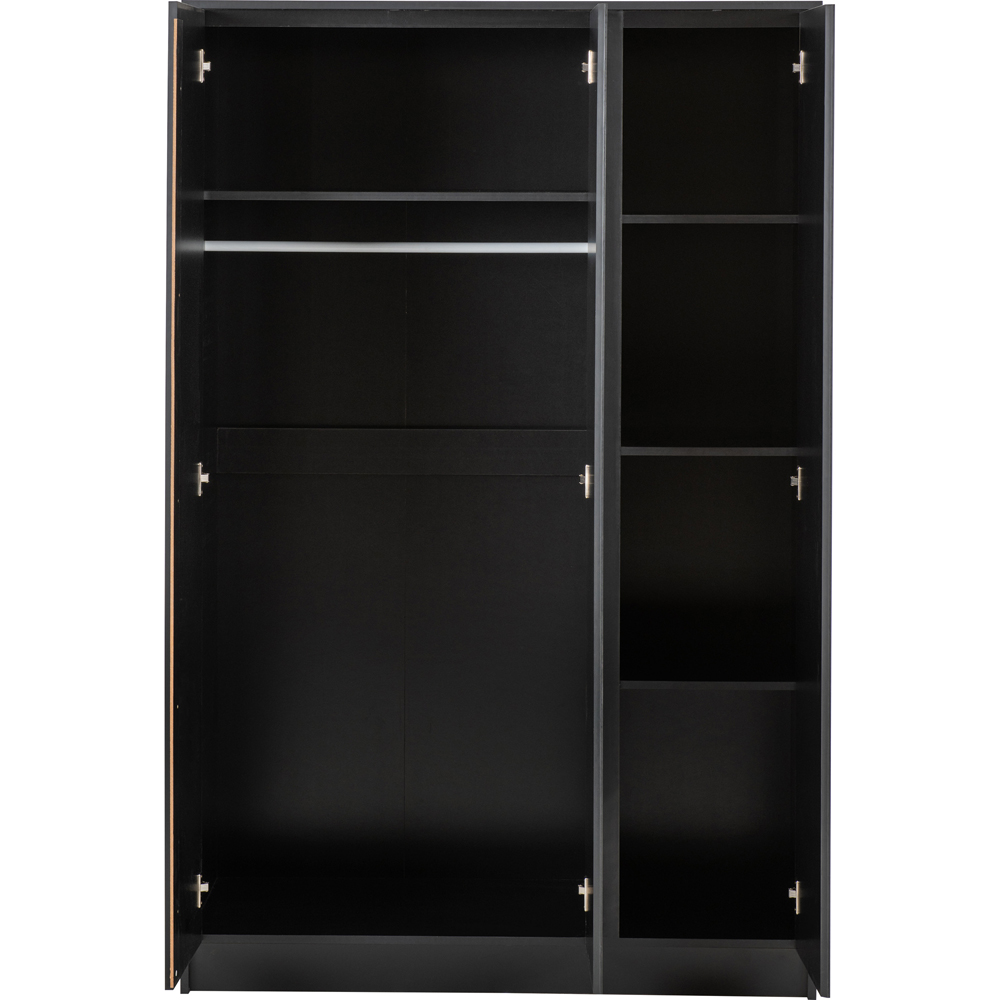 Seconique Malvern 3 Door Black Wardrobe Image 4