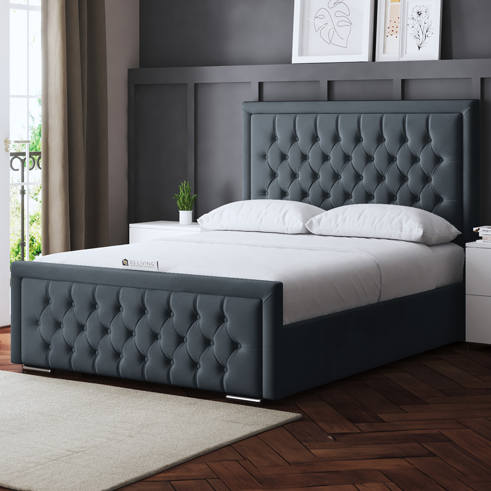 DS Living Allegra Single Steel Upholstered Ottoman Bed with Headboard Image 1