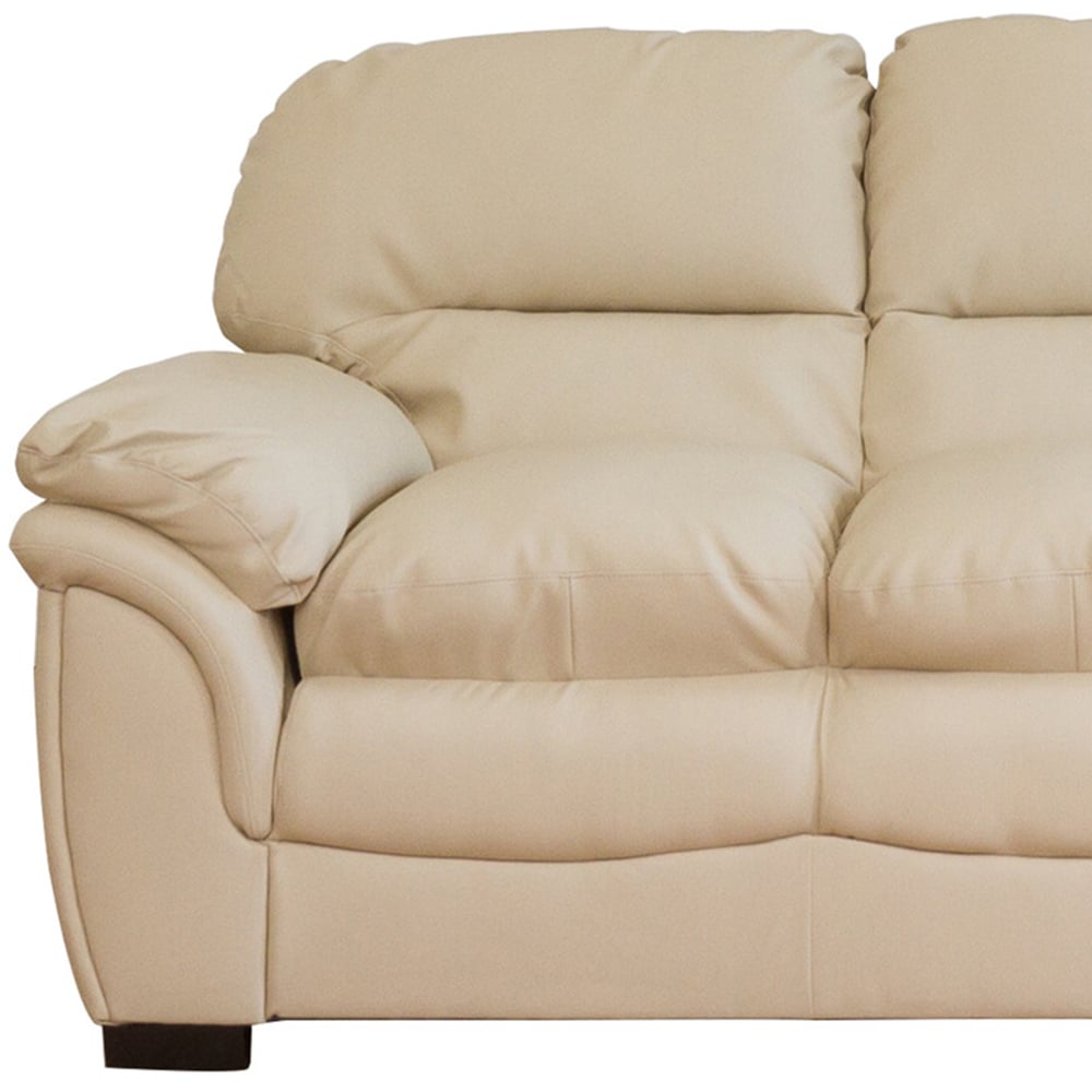 Leverton 3 Seater Cream Bonded Leather Sofa Image 3