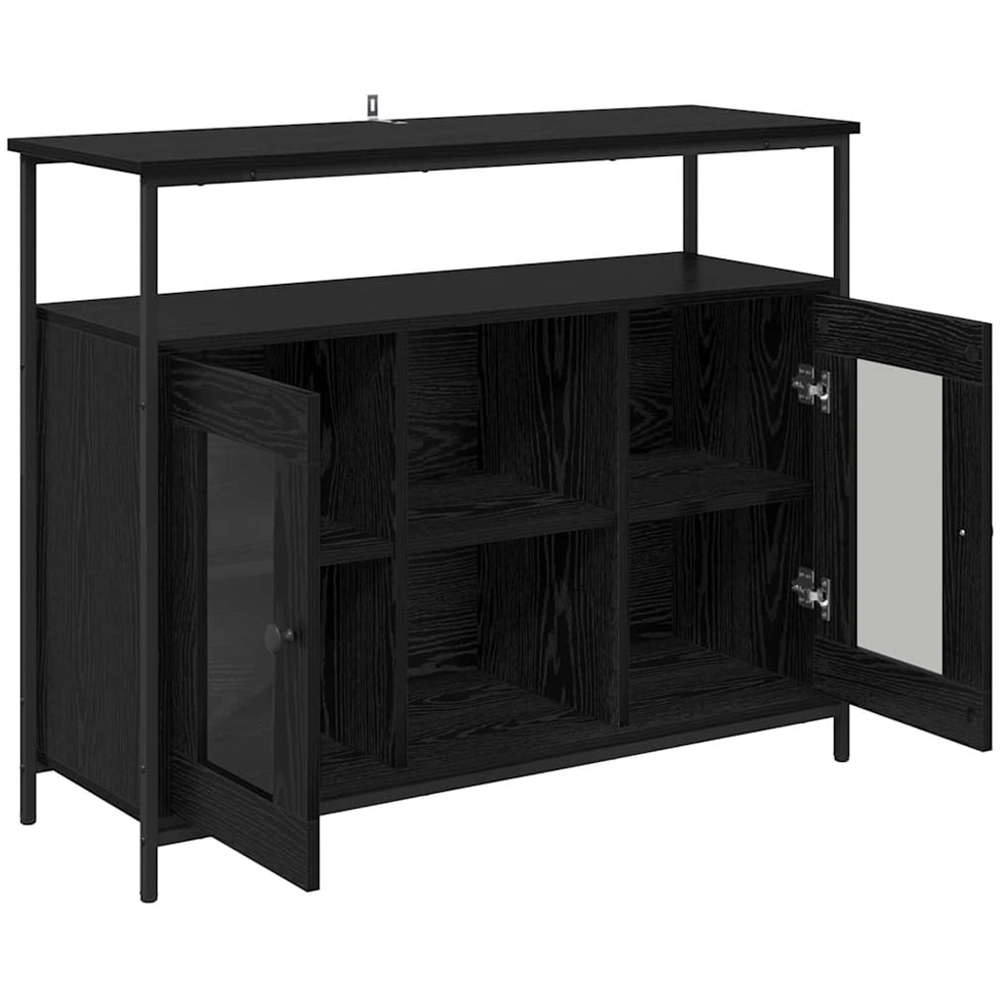 vidaXL 2 Glass Door 3 Shelf Black Oak Sideboard Image 5