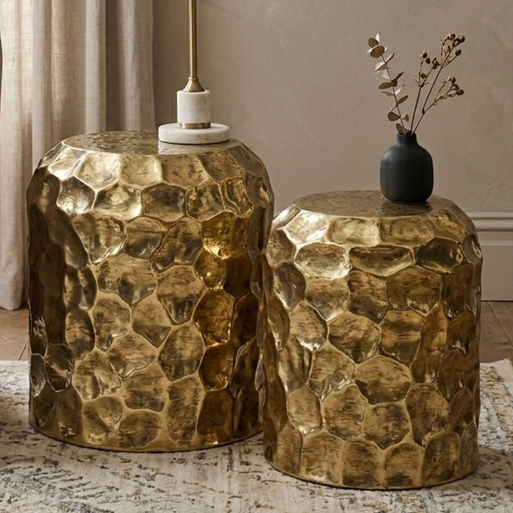 Premier Housewares Handcrafted Vintage Stool Set of 2 Image 1