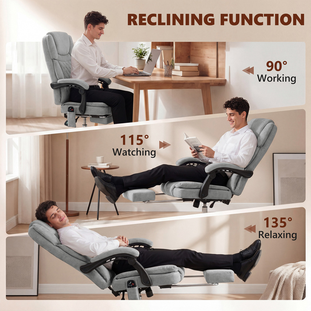 Portland Grey Massage and Heat Executive Office Chair Image 7