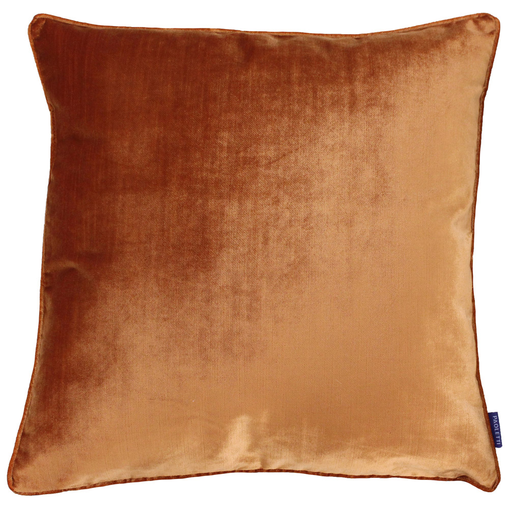 Paoletti Luxe Rust Velvet Piped Cushion Image 1