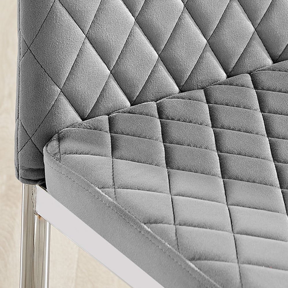 Furniturebox Arona Valera 4 Seater Round Dining Set Grey and Chrome Image 8