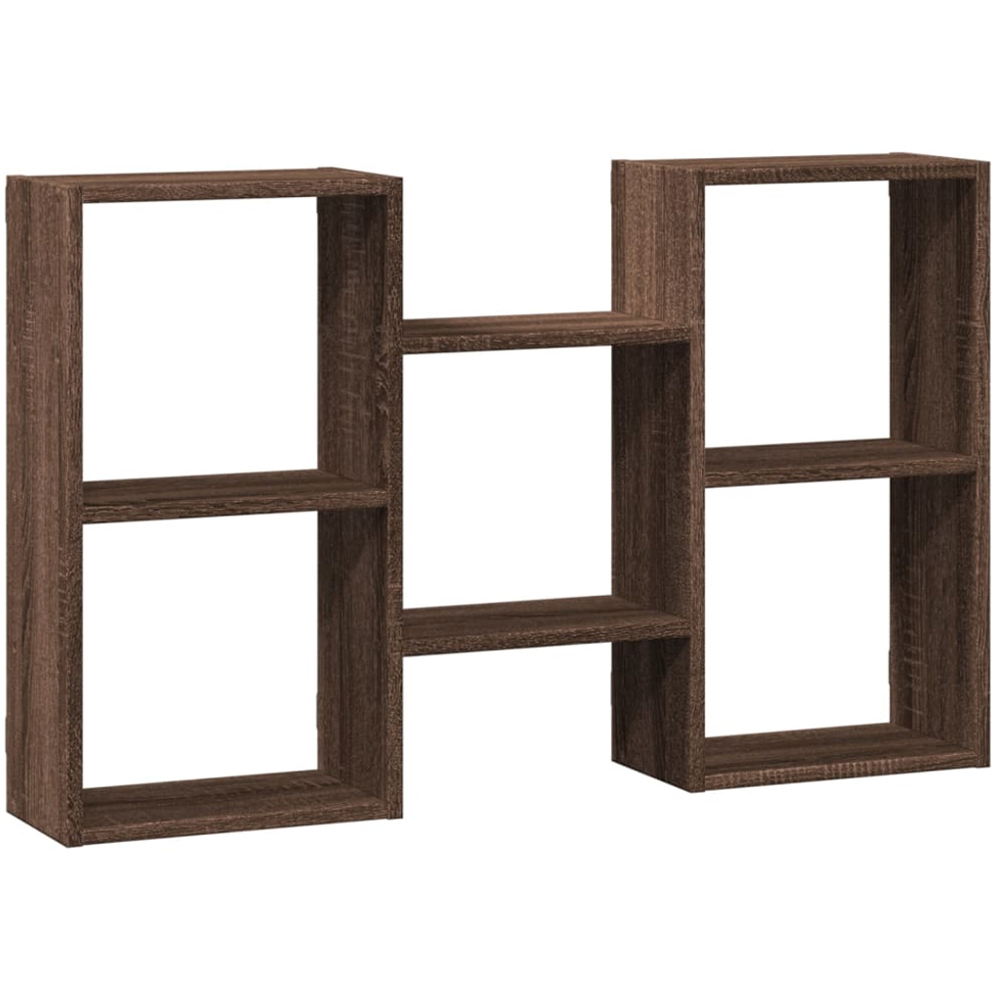 vidaXL 6 Shelf Brown Oak Floating Wall Shelf Image 1