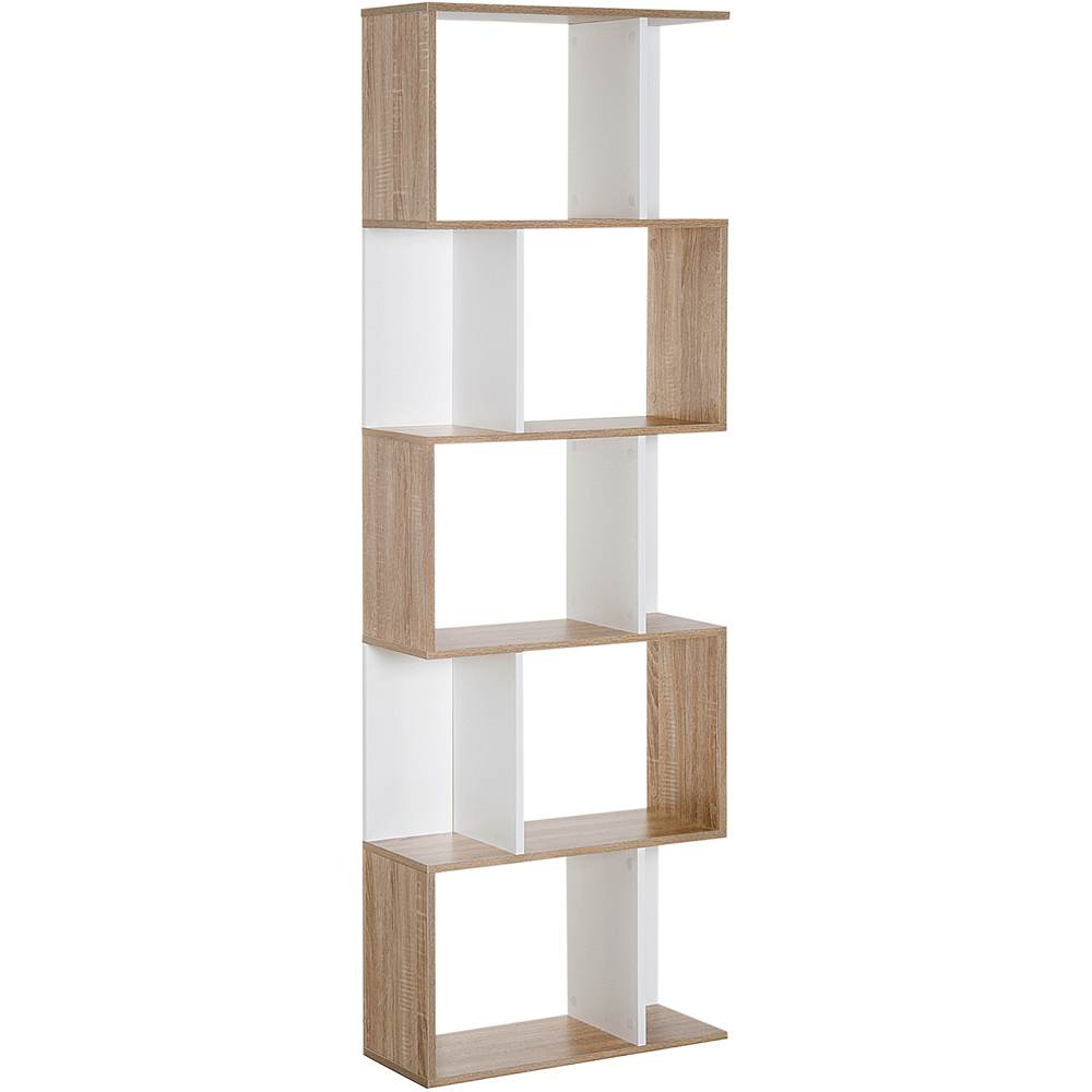 HOMCOM 5 Shelf White S Shape Bookcase Image 2