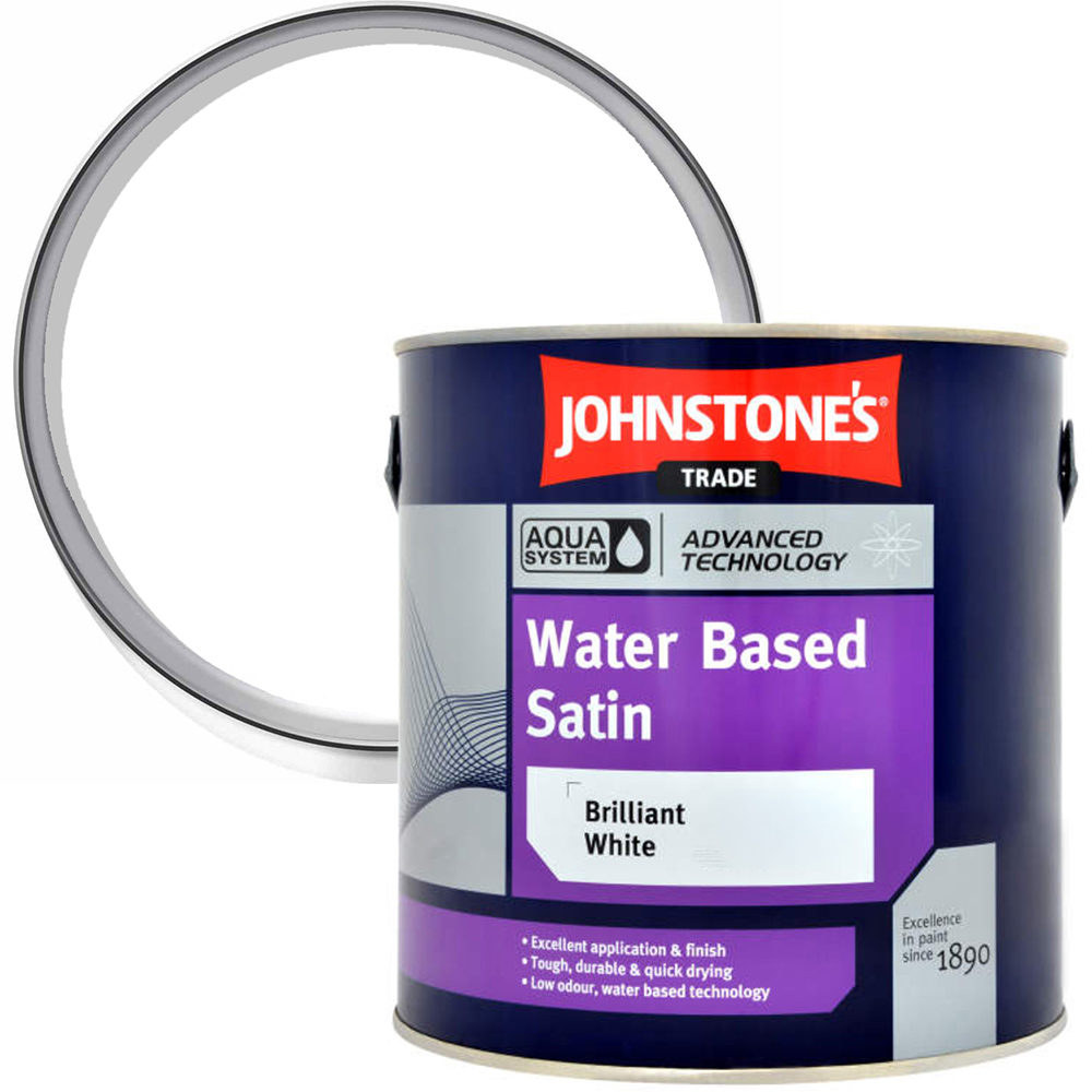 Johnstone's Trade Aqua Brilliant White Satin Paint 2.5L Image 1