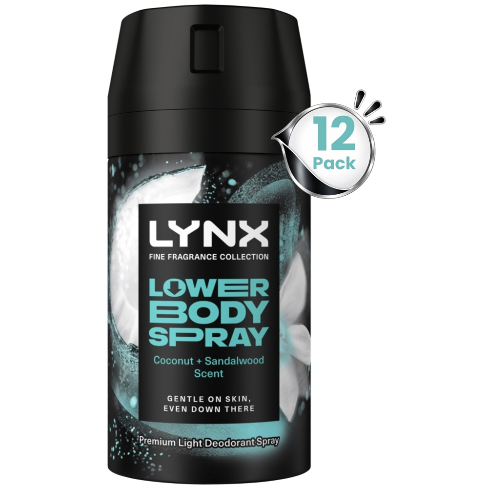 Lynx Fine Fragrance Men's Coconut and Sandalwood 72H Freshness Lower Body Spray 100ml 12 Pack Image 1