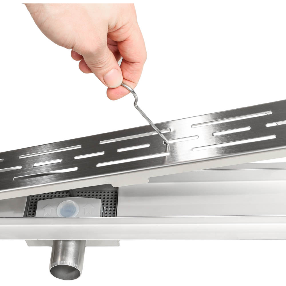 tectake Stainless Steel Linear Shape Shower Drain with Odour Stop and Hair Strainer 100cm Image 4