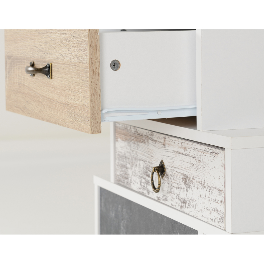 Seconique Nordic 3 Drawer White Distressed Effect Bedside Table Image 6