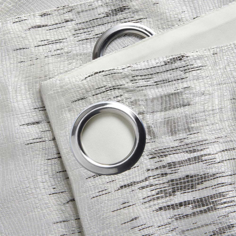 Alan Symonds Flections Silver Jacquard Shimmering Lined Ring Top Eyelet Curtains 167 x 137cm Image 3