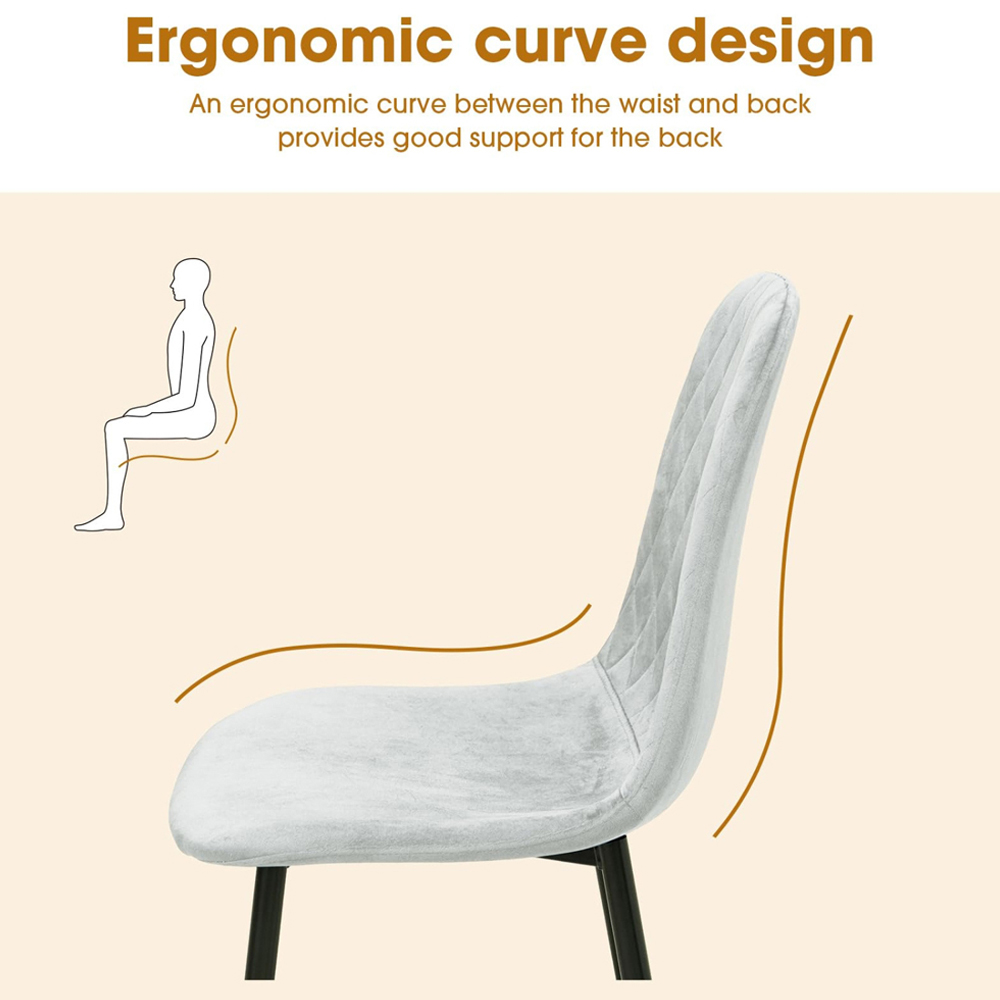 Alivio Set of 4 Grey Velvet Dining Chair Image 6