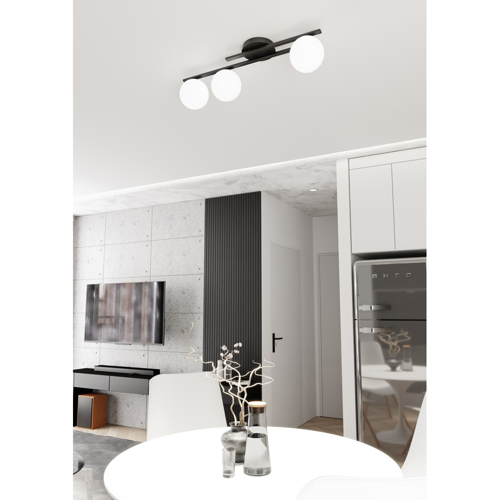 Emibig Kairo 3 Light White Shade Black Ceiling Lamp Image 5