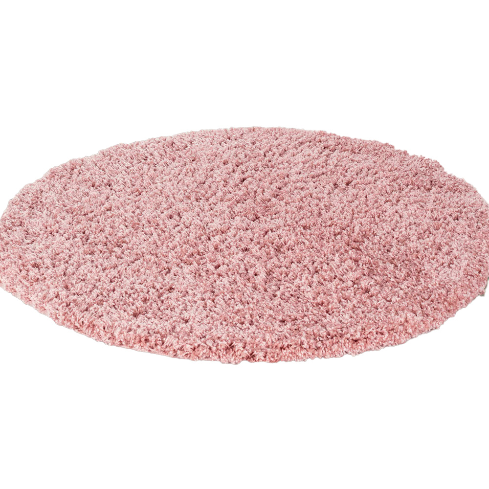 Desire Rugs Oxford Baby Pink Plain Round Shaggy Rug 120 x 120cm Image 1