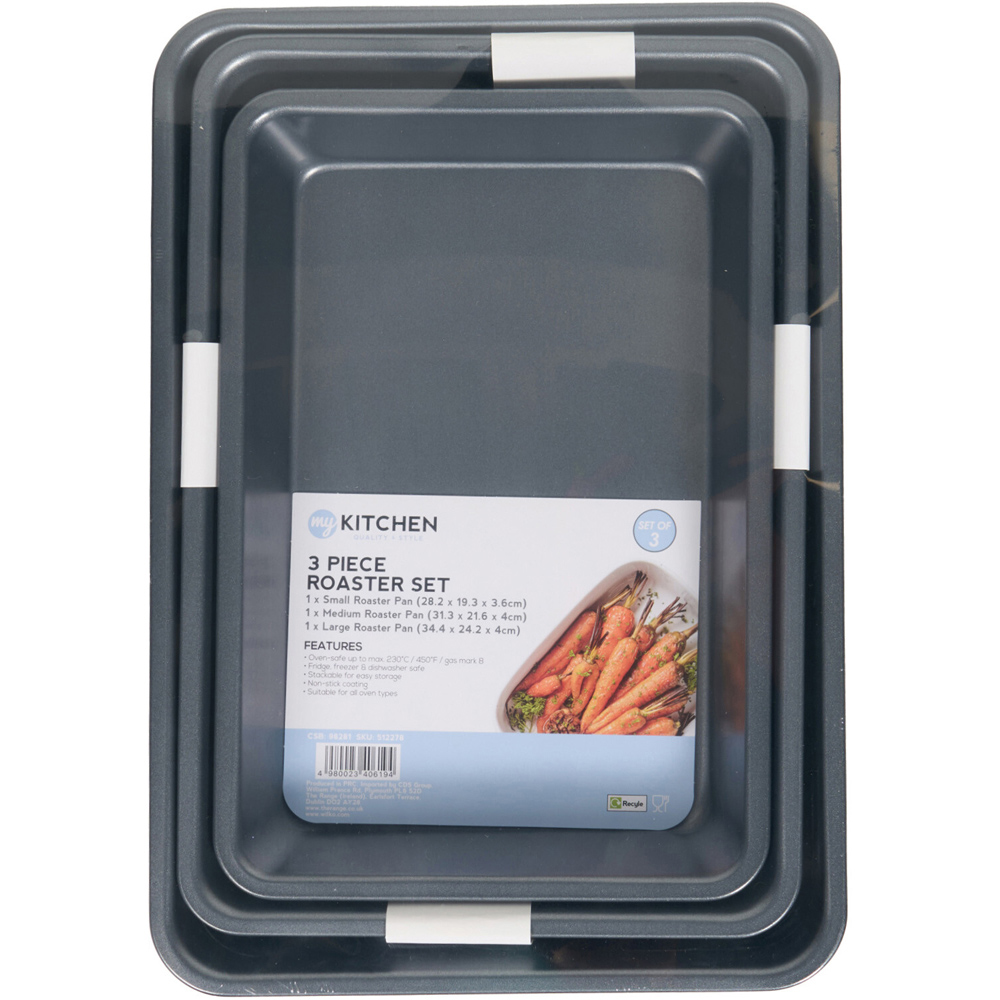 3 Piece My Kitchen Roaster Set Dark Grey Image 2
