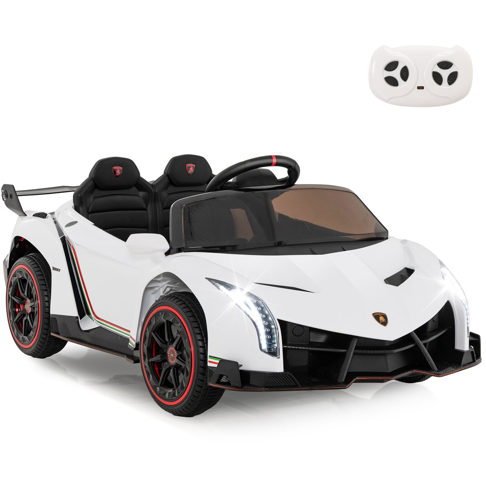 Costway Kids White Lamborghini 4WD Ride On Sports Car with Taillight 12V Image 2