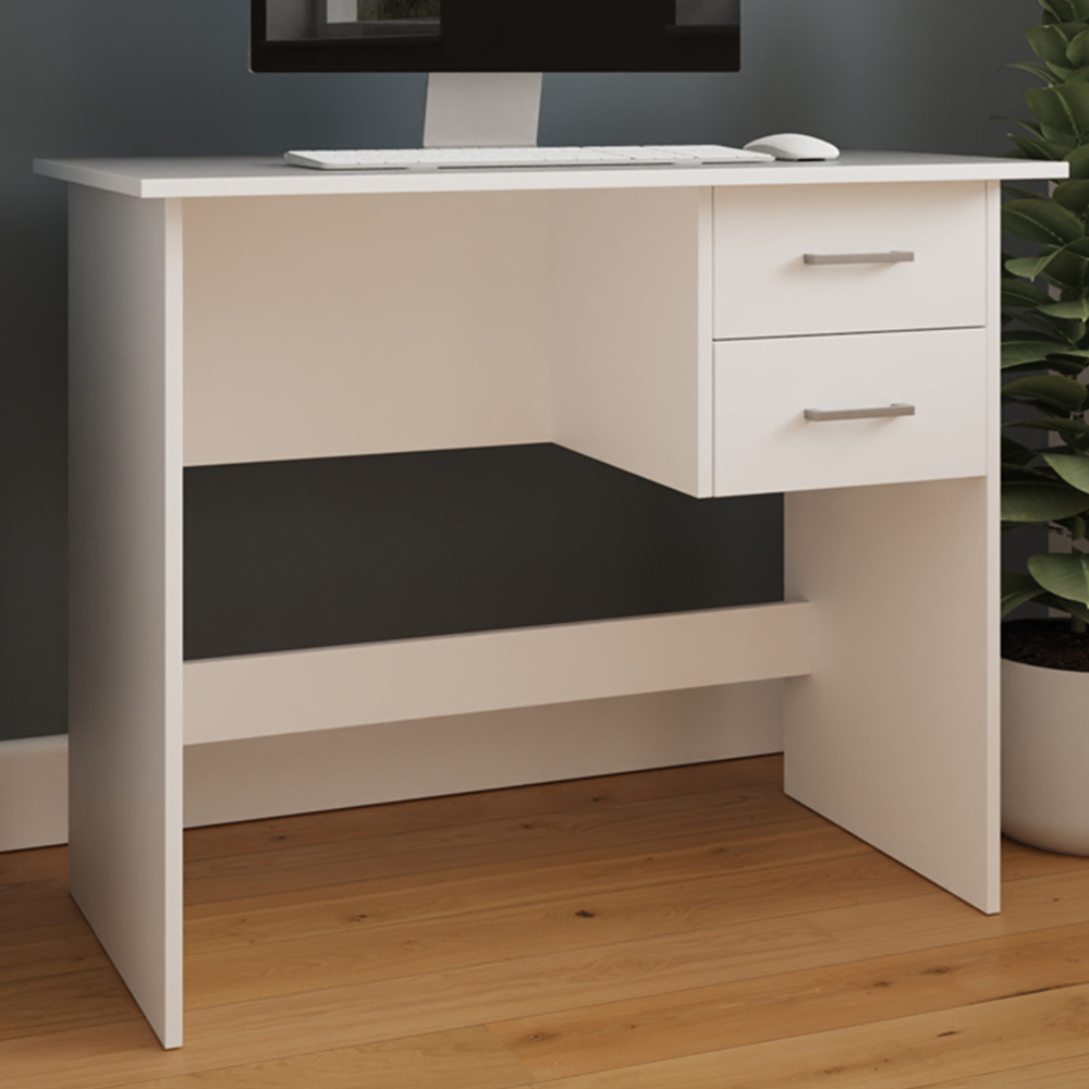 GFW Bailey 2 Drawer Computer Desk White Image 1