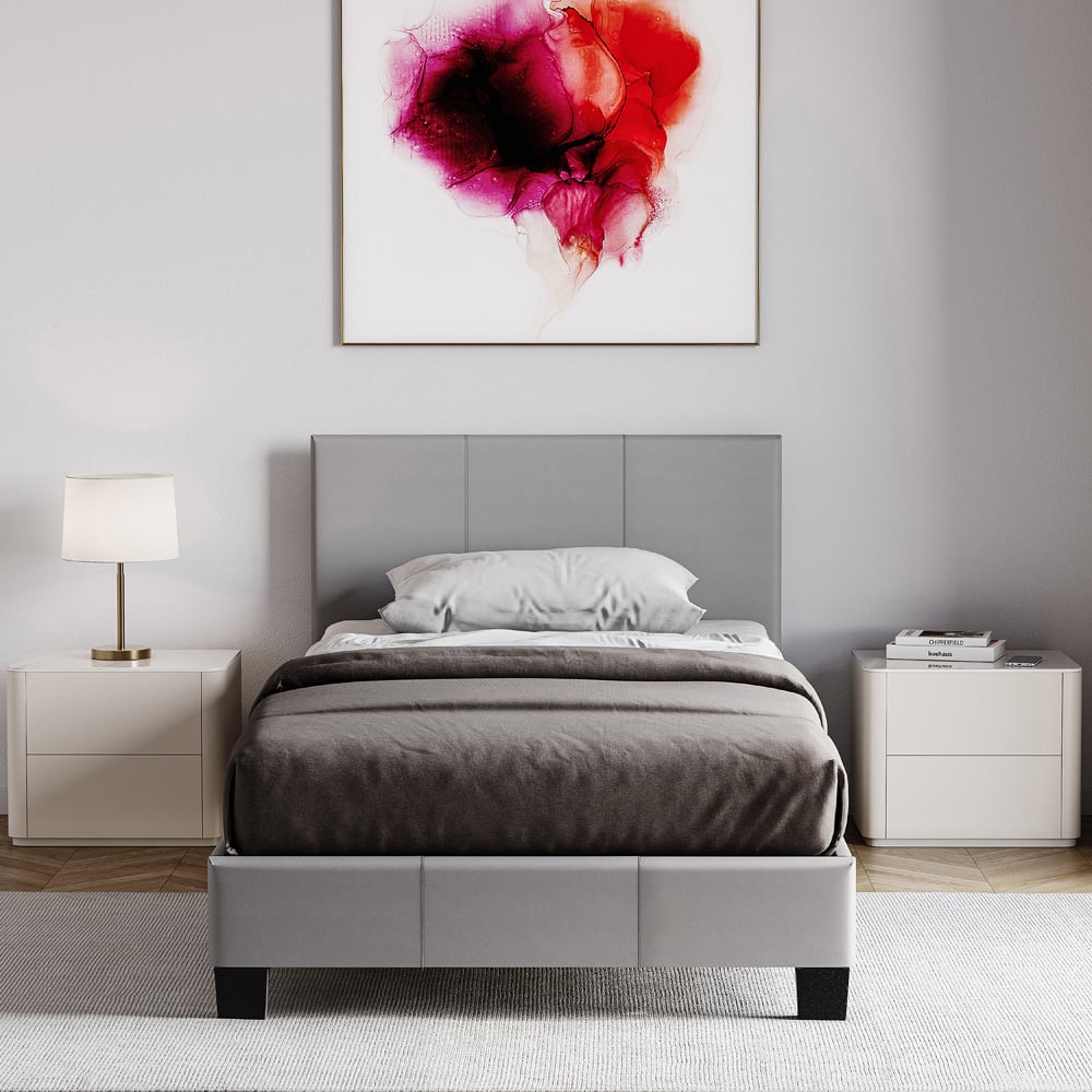 Vida Designs Lisbon Single Grey Faux Leather Bed Frame Image 3