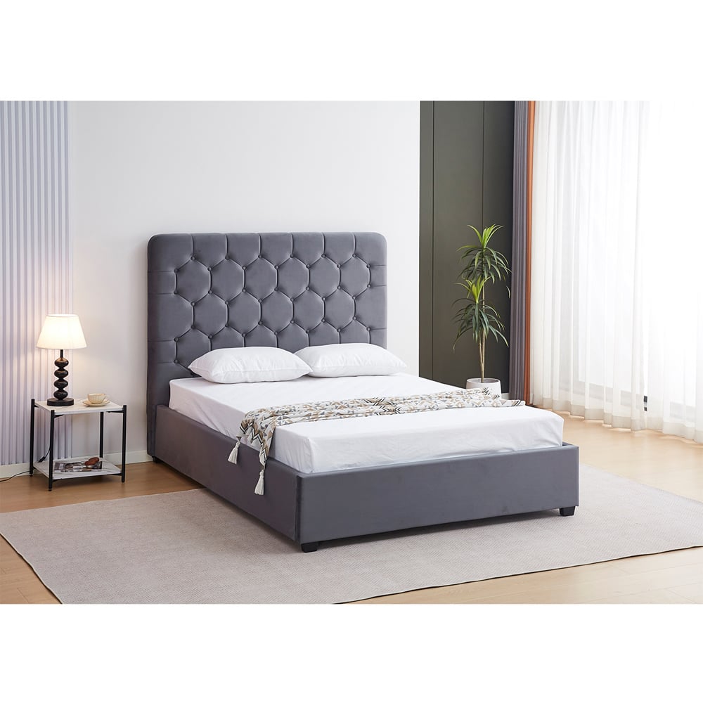 Seconique Madison Double Grey Velvet Fabric Bed Frame Image 8