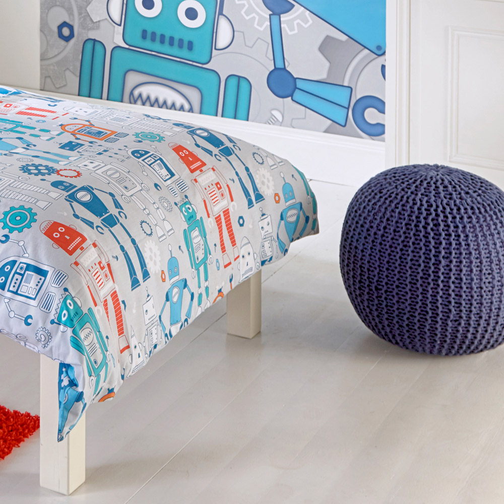 little furn. Robot Toddler Blue Duvet Cover Set Image 3