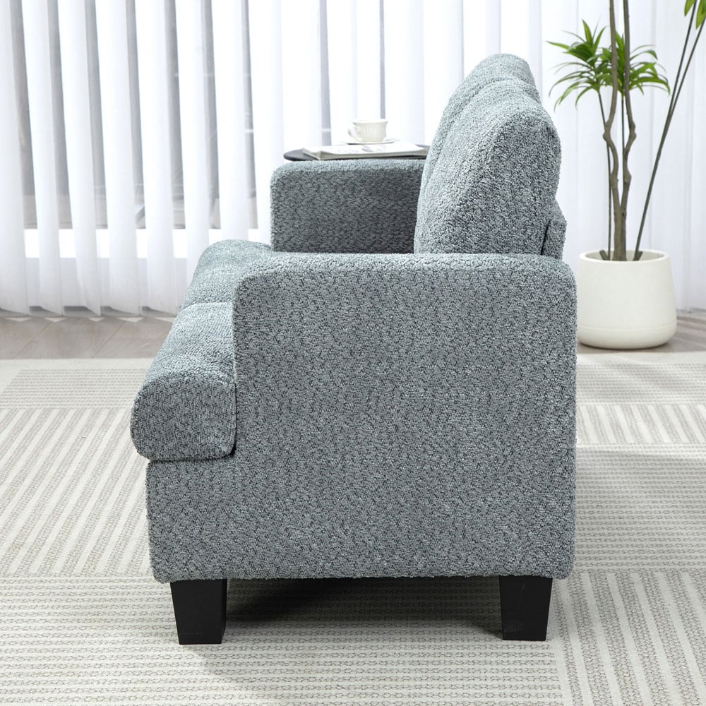 HOMCOM 2 Seater Light Grey Chenille Fabric Loveseat Sofa Image 3