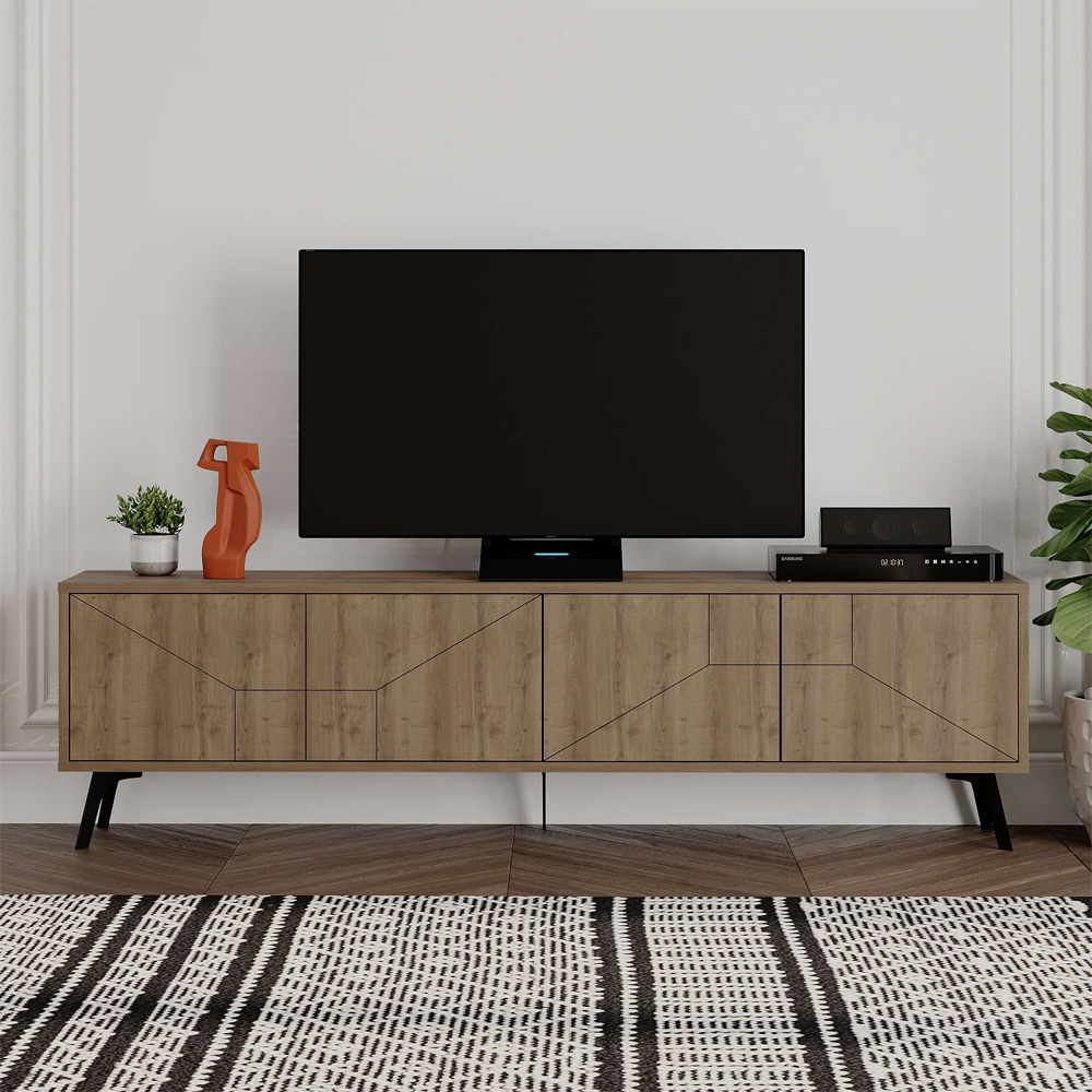 Decortie Dune Dark Oak Effect TV Stand with 4 Doors Image 5