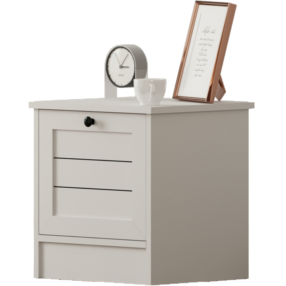 Evu VENICE Single Door Soft White Bedside Table Image 4