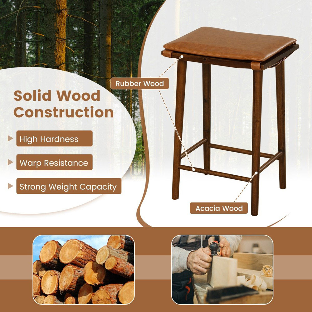 Costway Dining Bar Stool with Removable Cushion Set of 2 Image 7