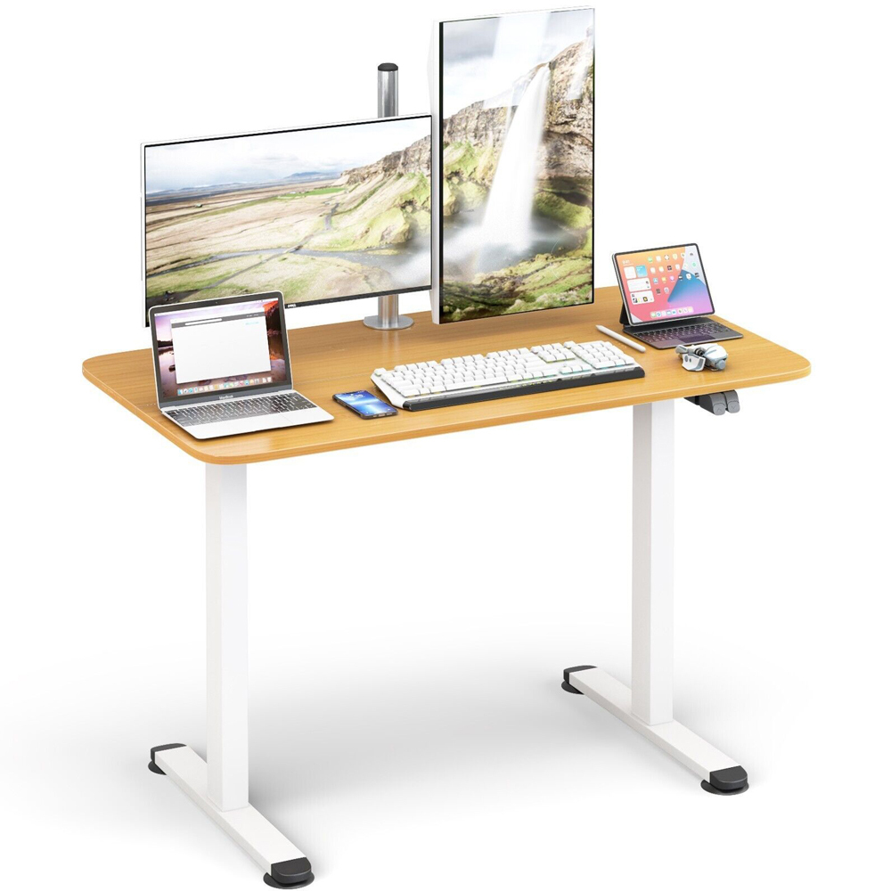 Costway Electric Height Adjustable Standing Desk with Button Controller Natural Image 3