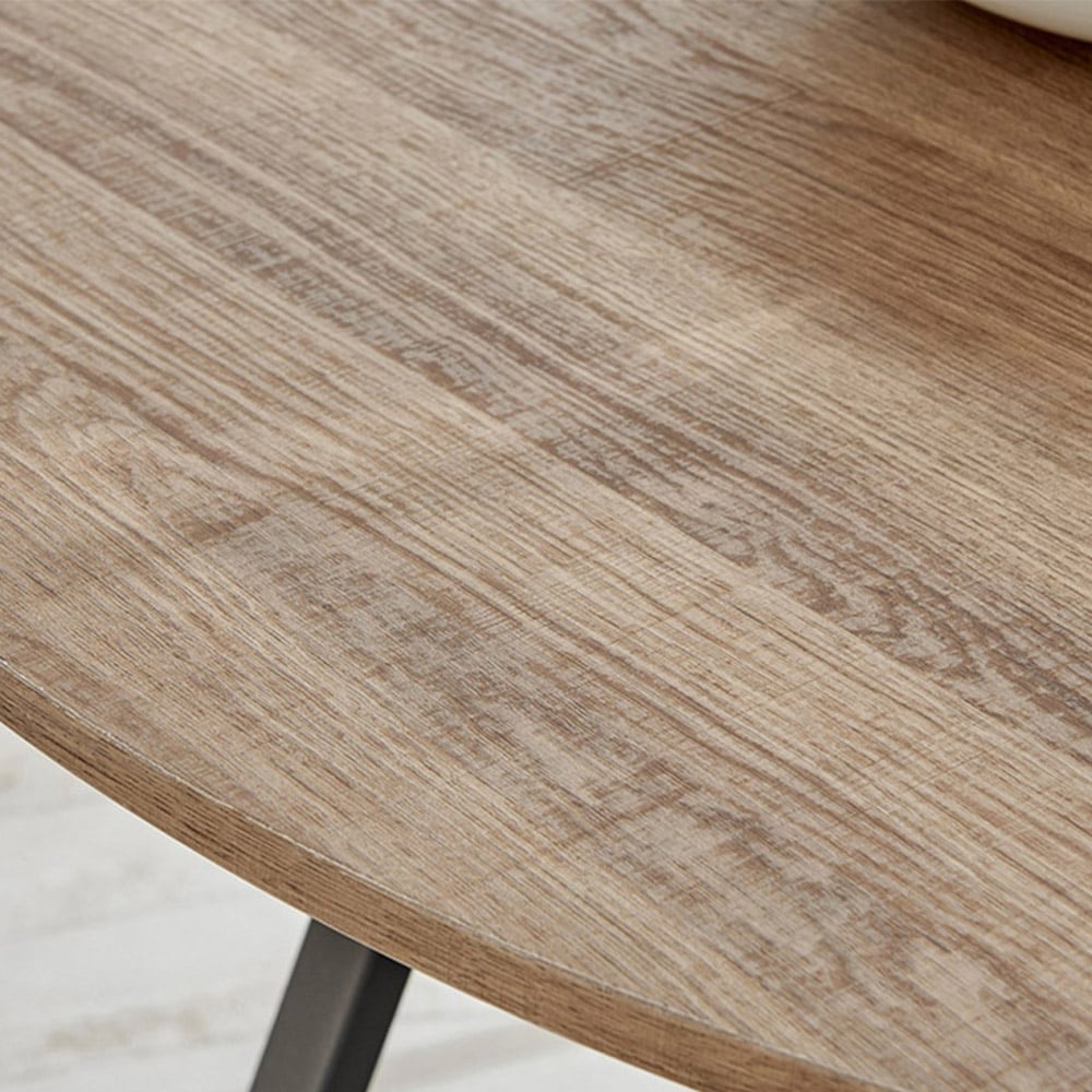 Furniturebox Fira Valera Wood Effect 4 Seater Round Dining Set Brown and White Image 8